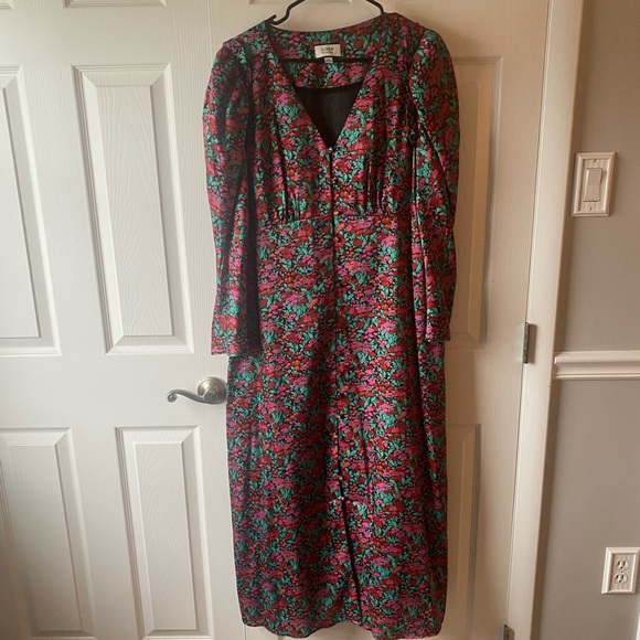 J. CREW SATIN FLORAL PRINT MIDI DRESS - Picture 1 of 9